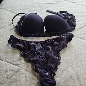 Calvin Klein Purple Lace Bra Set